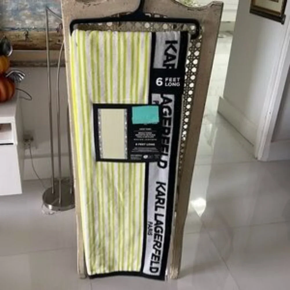 NWT KARL LAGERFELD LOGO TUNIC Beach Towel 36‎ in X 72 in 6 FEET LONG 100% Cotton